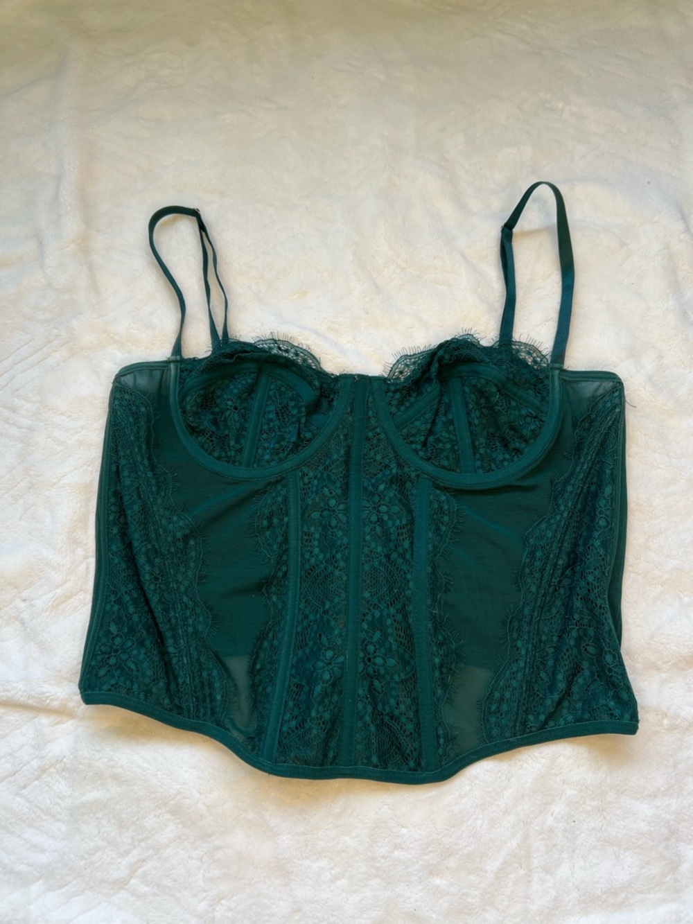 Dark Green Lace Bustier Top